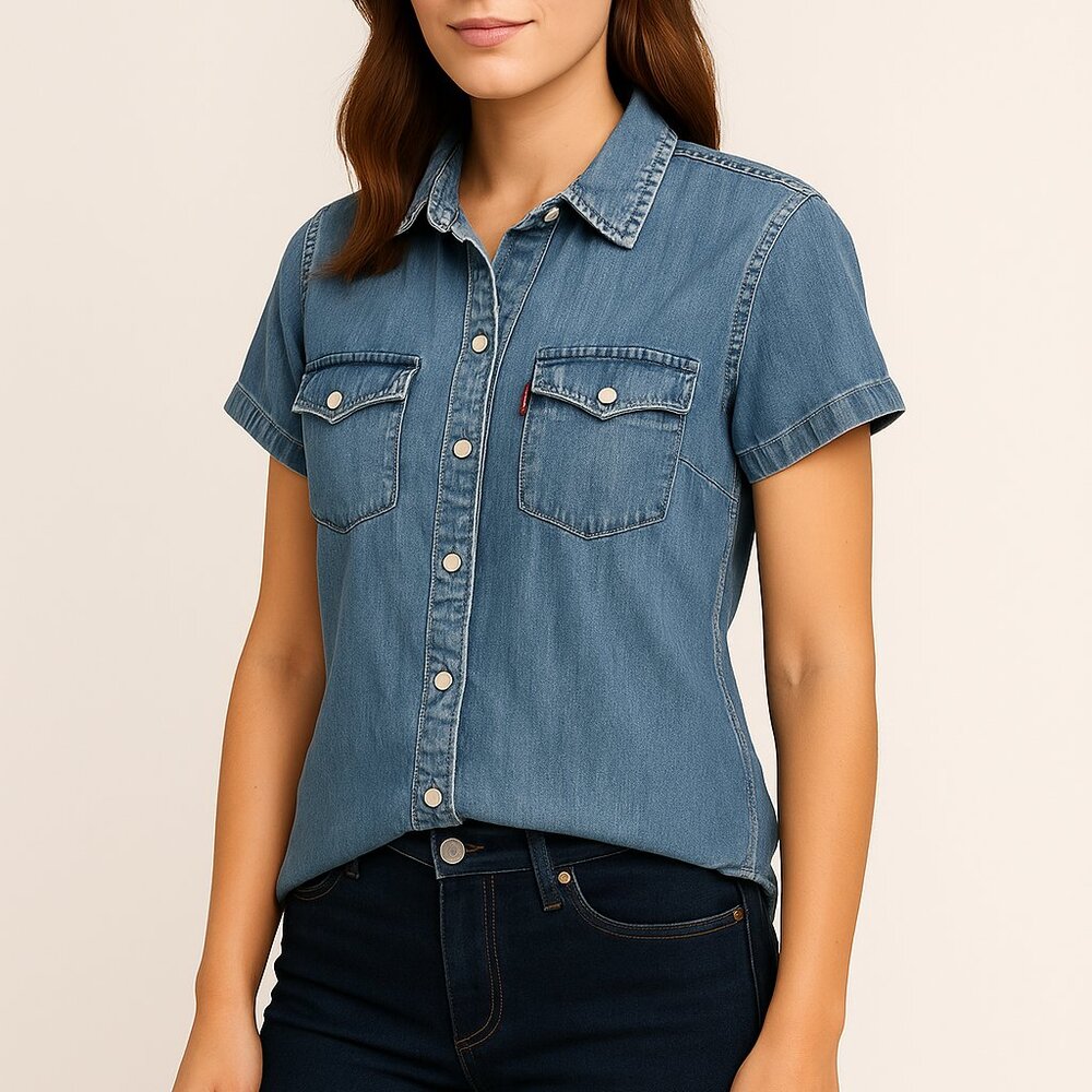 Levi's Blue Button Down Shirt for Women